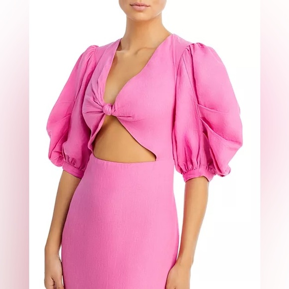 FARM Rio Linen Cut Out pink Midi Dress xs - Picture 2 of 7